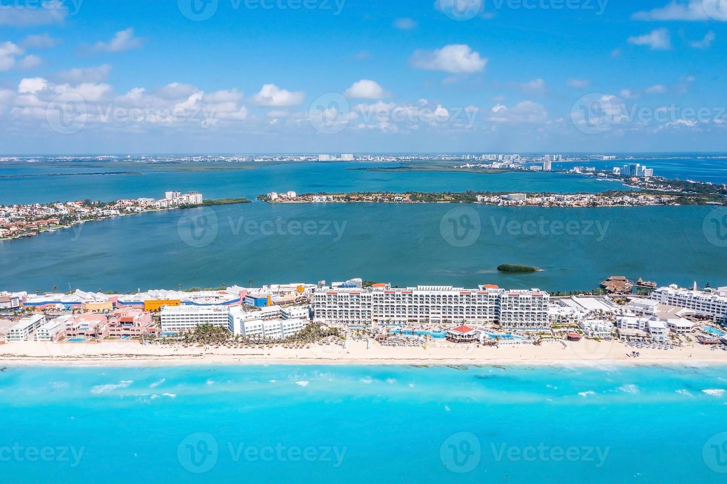 Aerial view of Punta Norte beach, Cancun, Mexico. photo