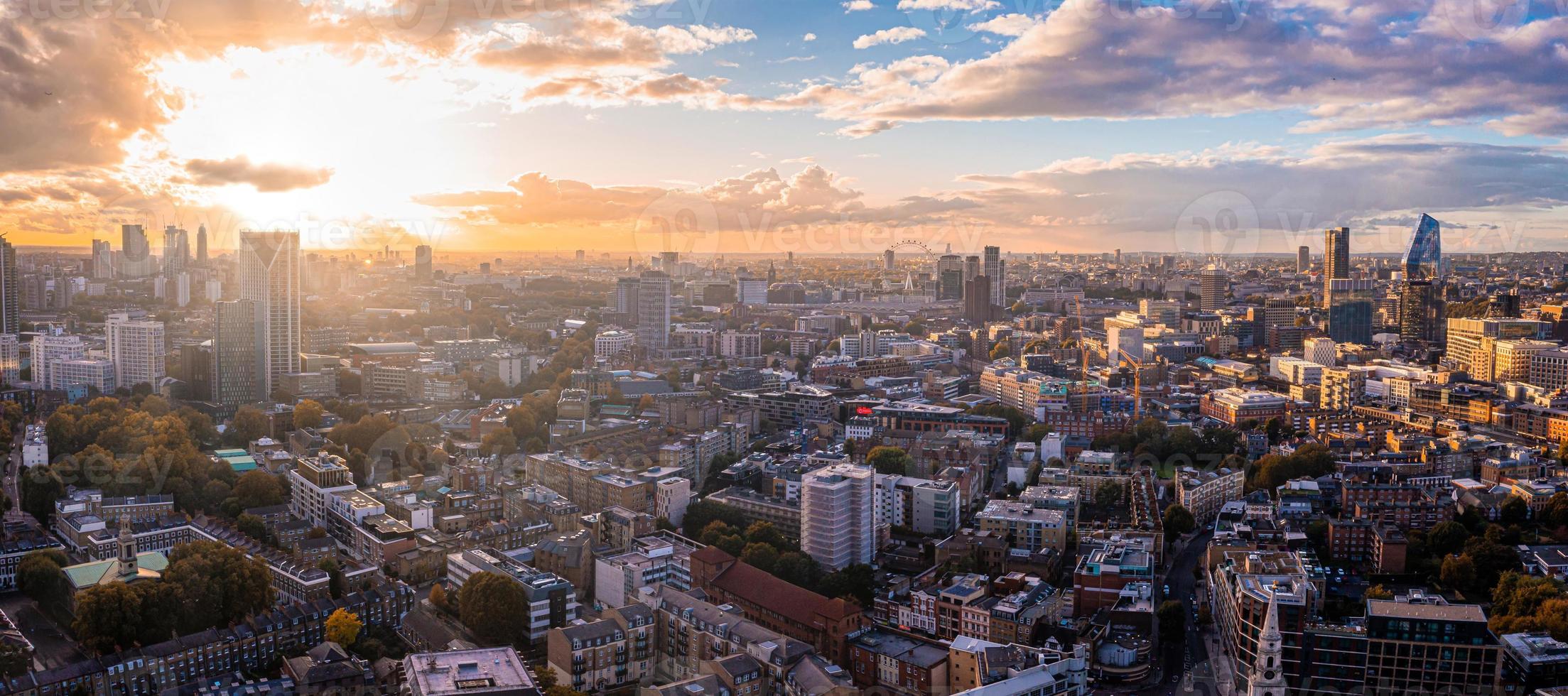 Aerial panorama of the London city financial district photo