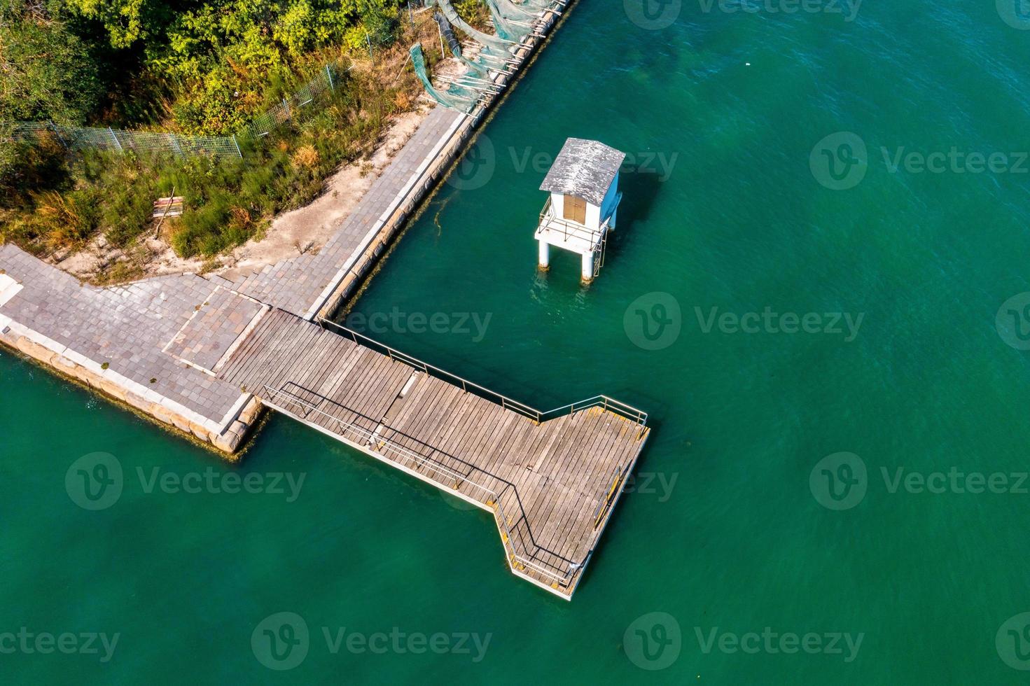 Aerial view of the plagued ghost island of Poveglia in Venice photo