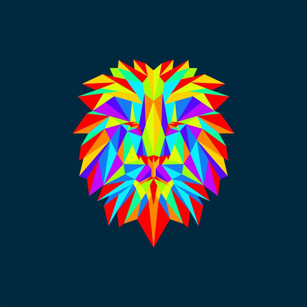 Colorful Lion Head Polygonal Logo Vector Template