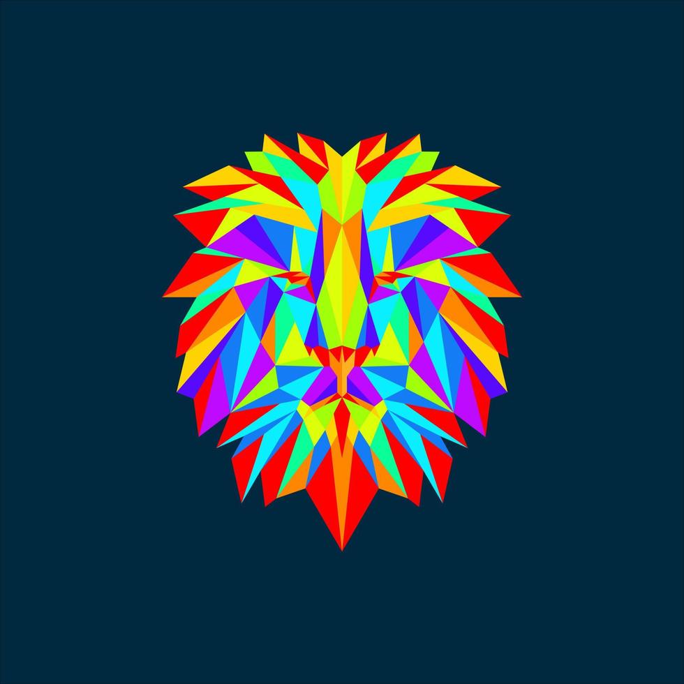 Colorful Lion Head Polygonal Logo Vector Template