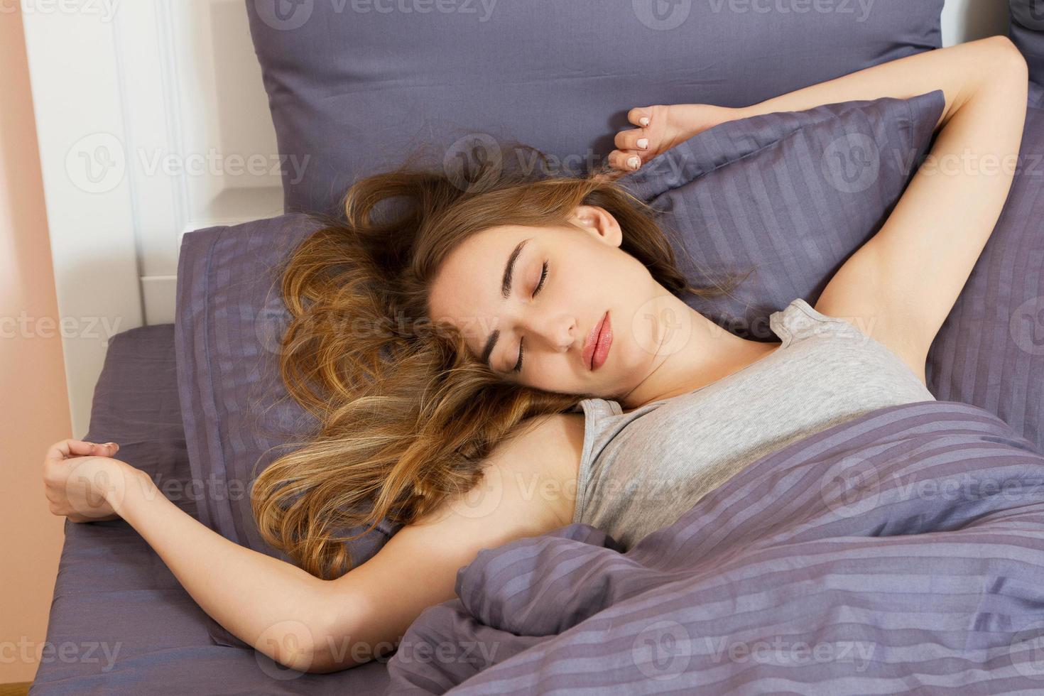 woman sleep at home in the night photo