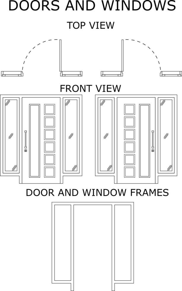 dibujos de contornos de puertas y ventanas. puerta sencilla. icono de puerta vector