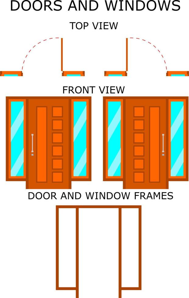 cuadros a color de puertas y ventanas. puertas individuales. icono de puerta vector