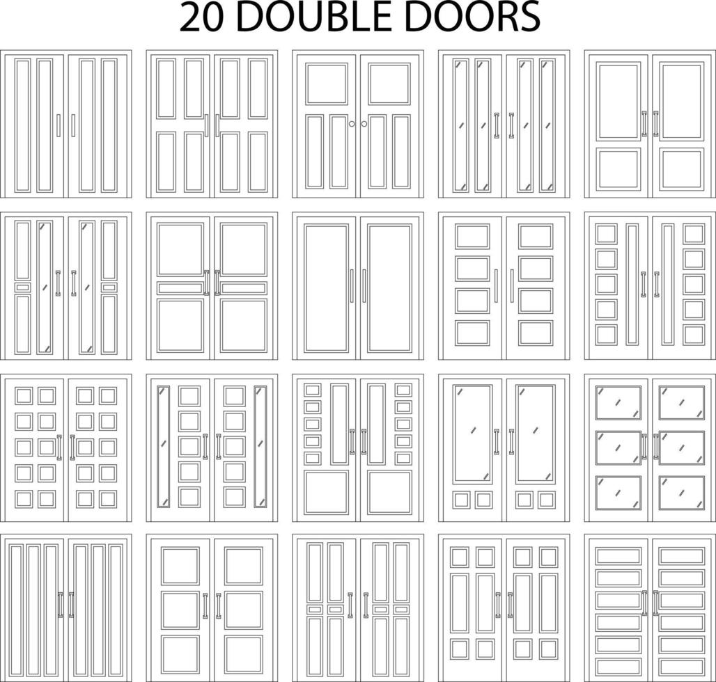 Illustration vector graphic of double door front view suitable for your home design and home poster design on architectural work