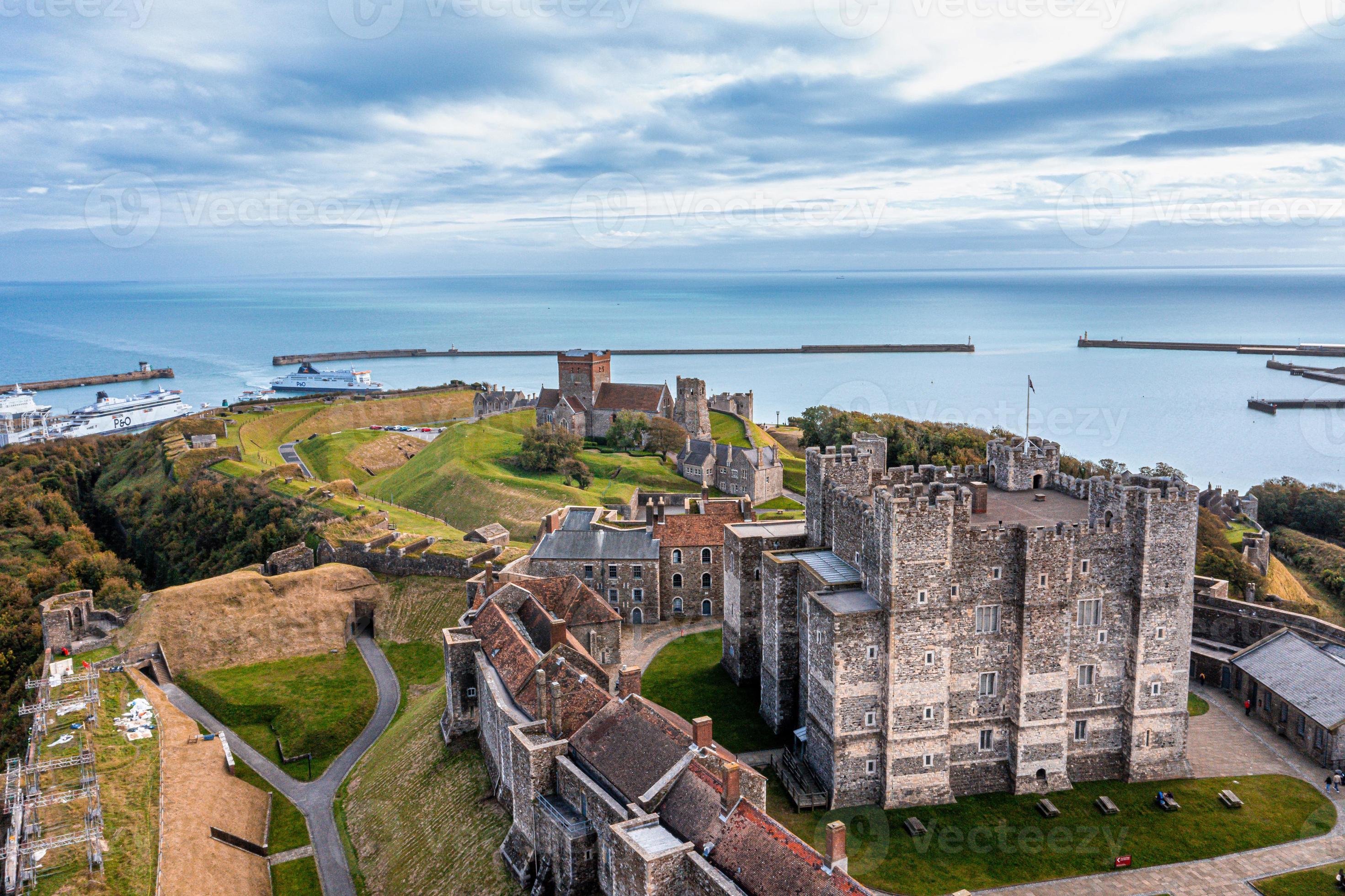 Aerial view of the Dover Castle. The most iconic of all English ...