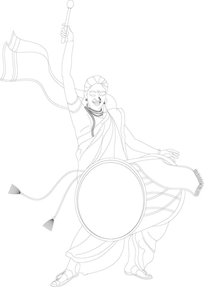 celebration of the Maharashtrian new year Gudhi Padwav Drummers with Dhol and Tasha traditional instruments. vector