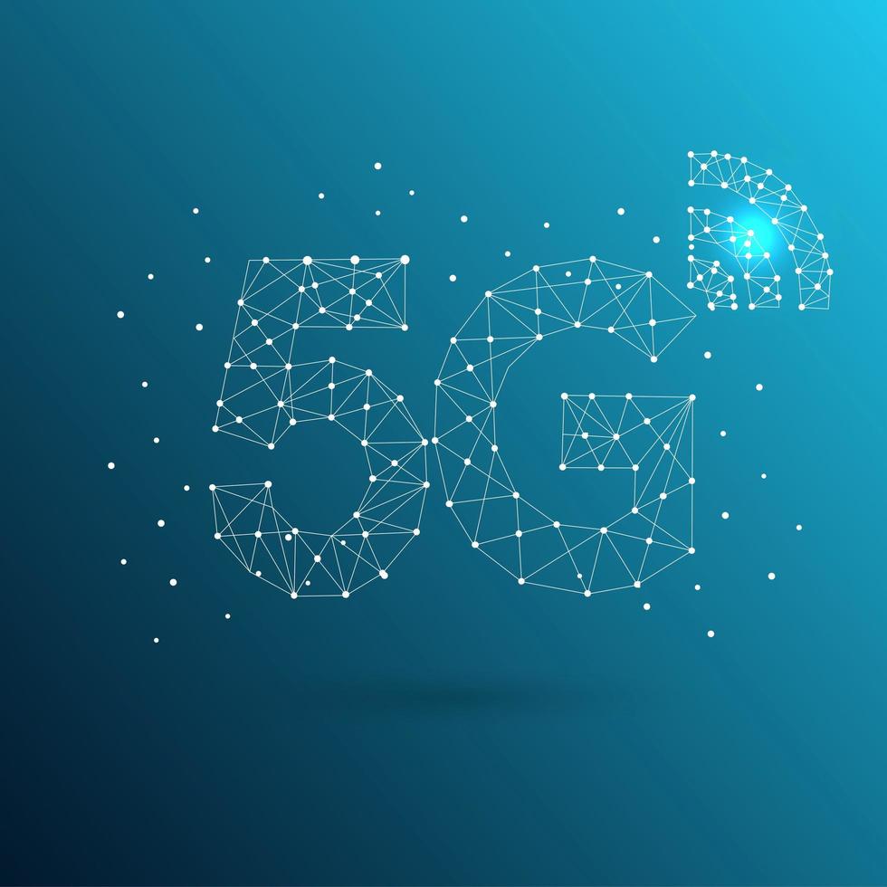 5G new generation networks, high-speed mobile Internet. Abstract connection technology concept background with low poly. vector