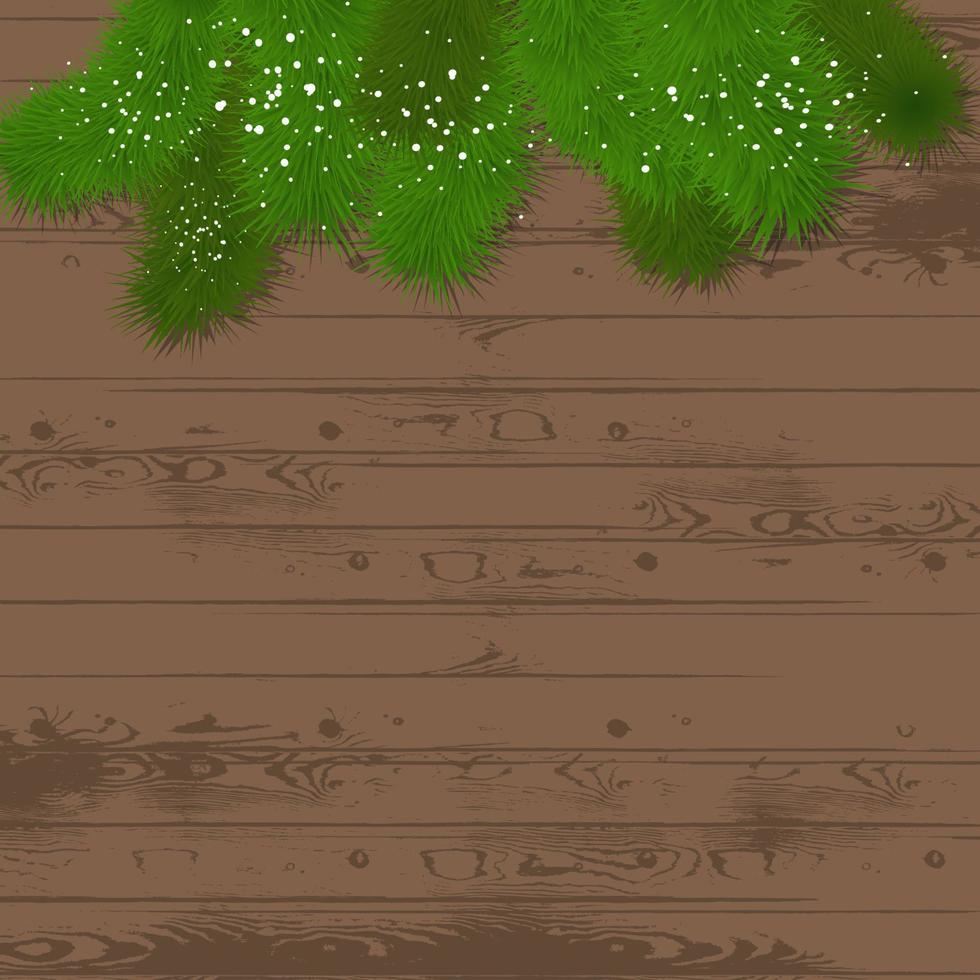 Pine branches on a wooden background - festive template for your business vector. vector