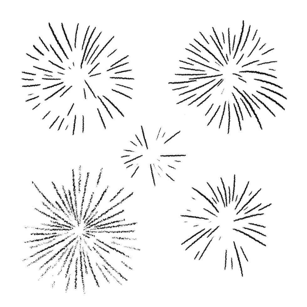 Firework explosion in night. Firecracker rocket bursting in big sparkling star balls. vector