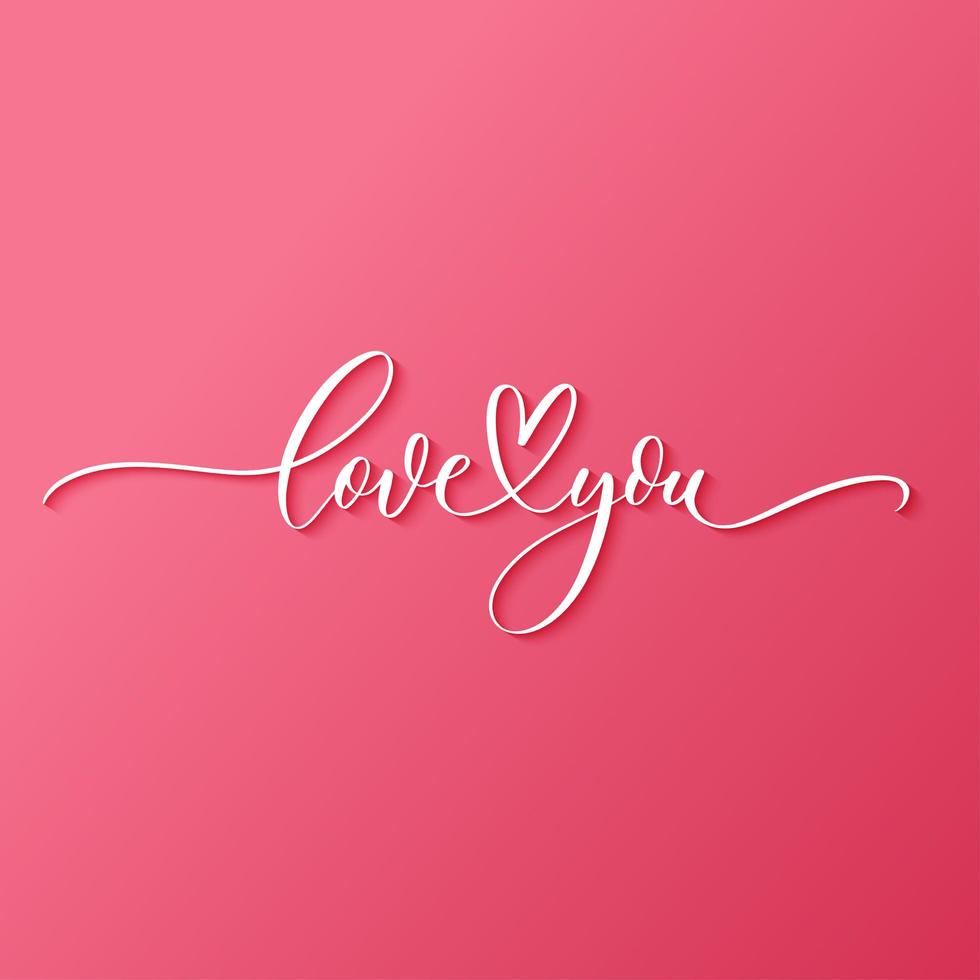 Love you - calligraphy inscription on pink background.Premium vector. vector