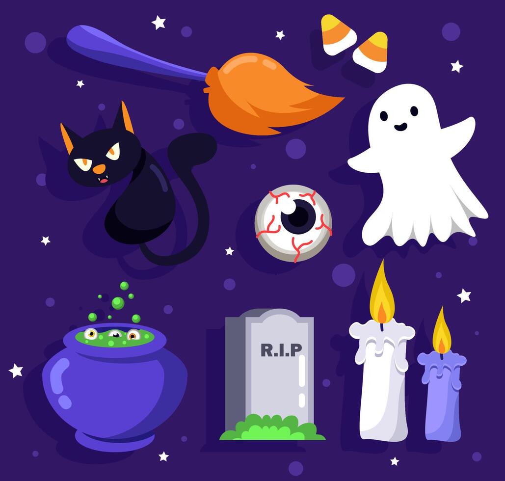 Happy halloween asset for novel, story and artwork. Vector illustration flat style