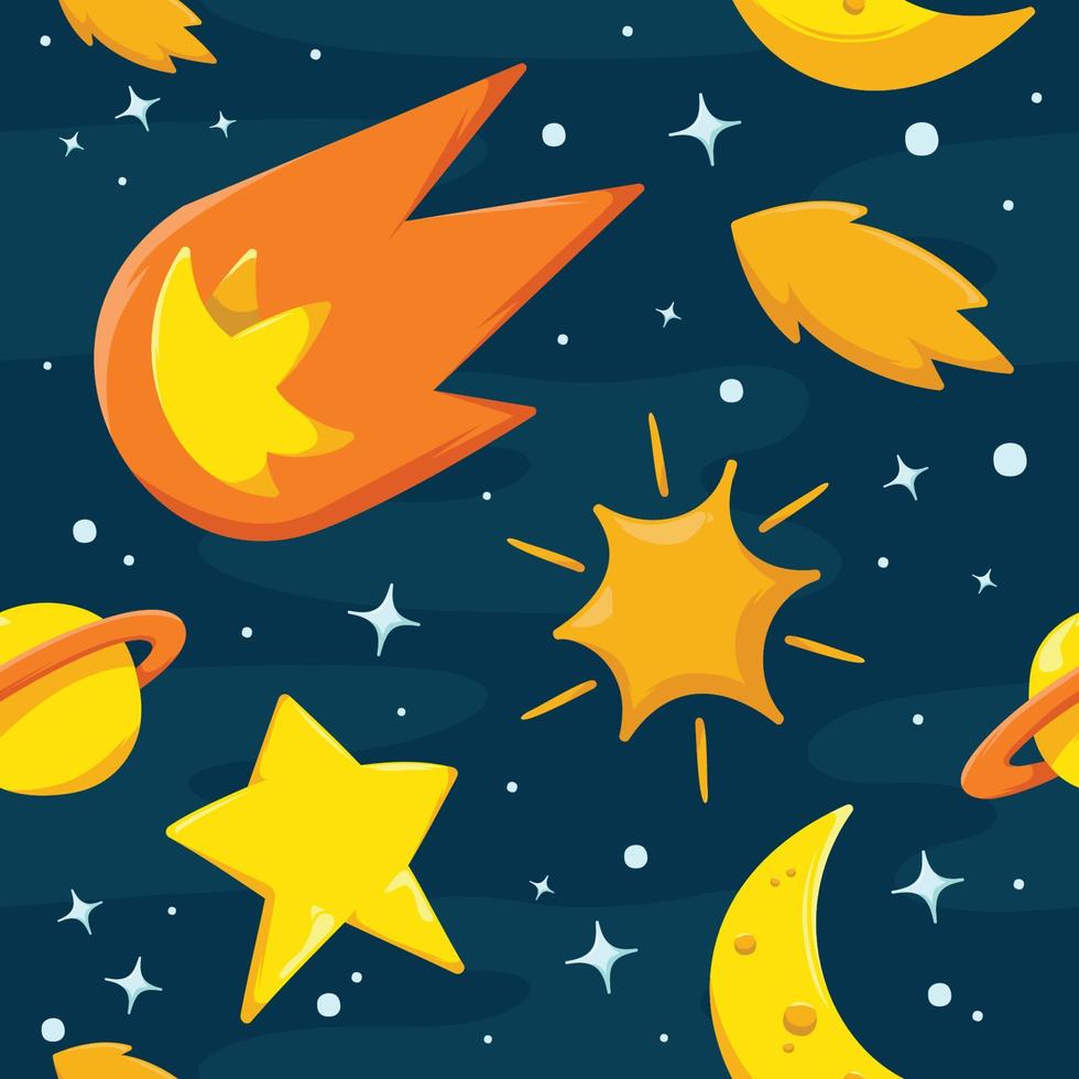 Seamless Pattern Space with Scattered Stars Object vector