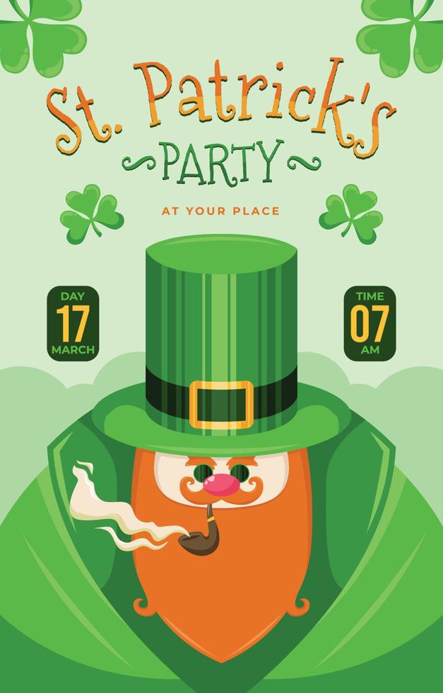 St. Patrick's Day Poster with Leprechaun Character vector