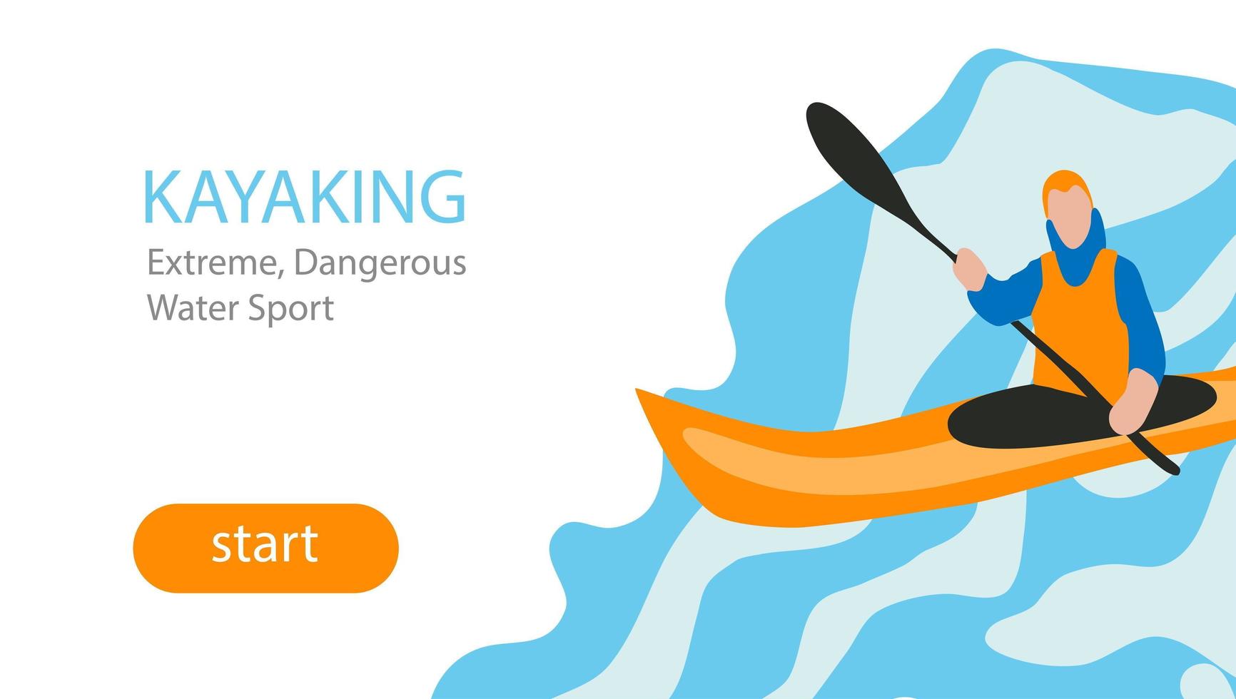 Landing page template of sport kayaking. Design concept of web page design for a kayaking website. vector