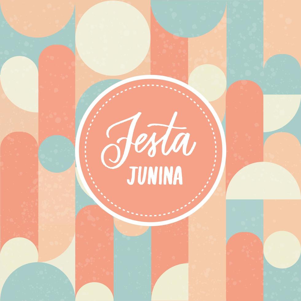 festa junina - pegatina de letras modernas sobre fondo abstracto. vector