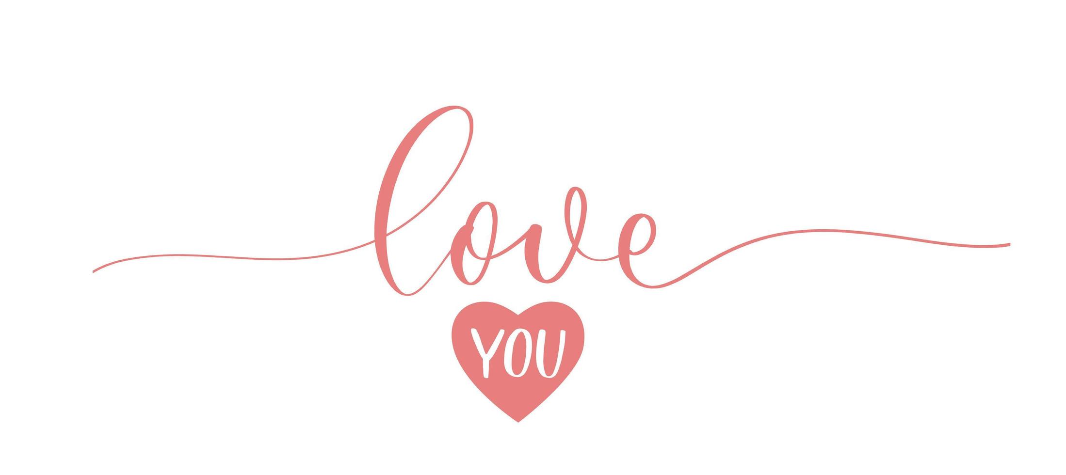 Love you. Calligraphy inscription - invitation valentine's day card. vector