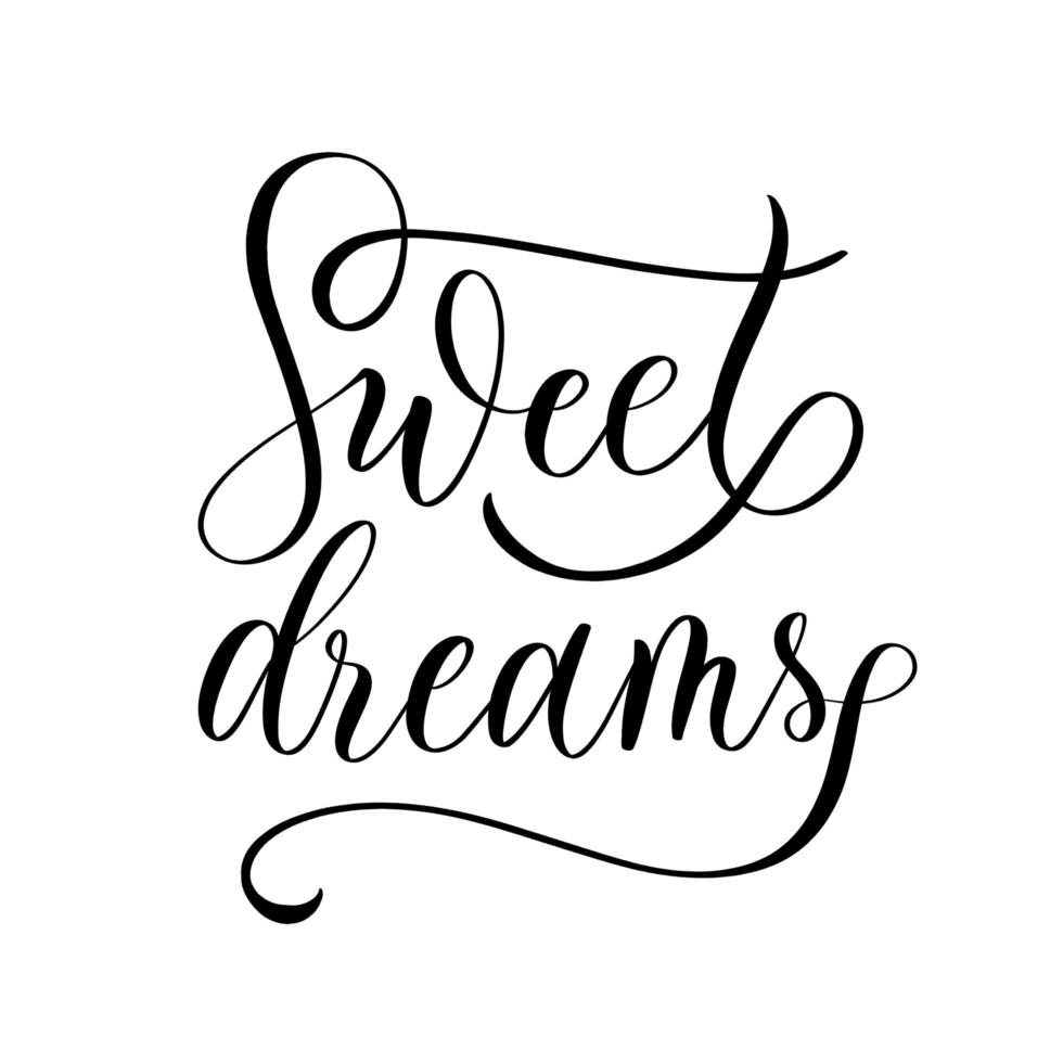 inscripción de letras de mano de dulces sueños. vector