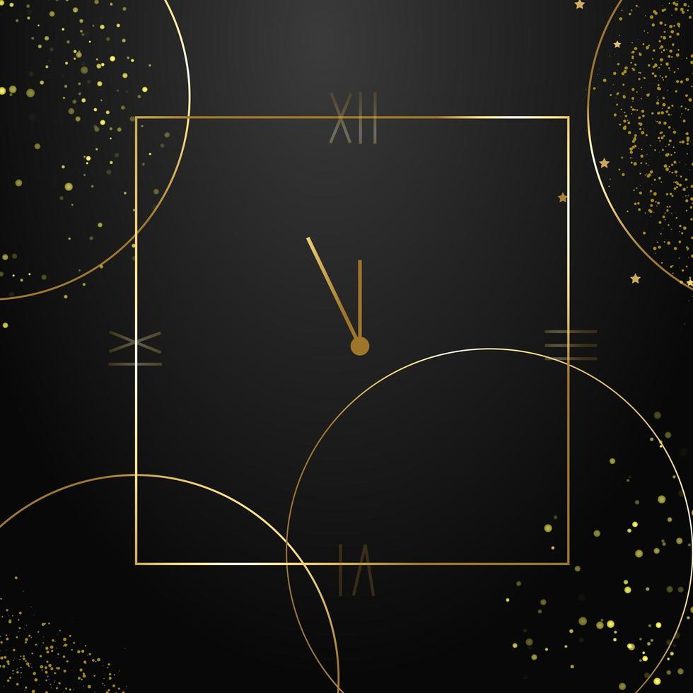 Christmas background with gold clock vector. vector