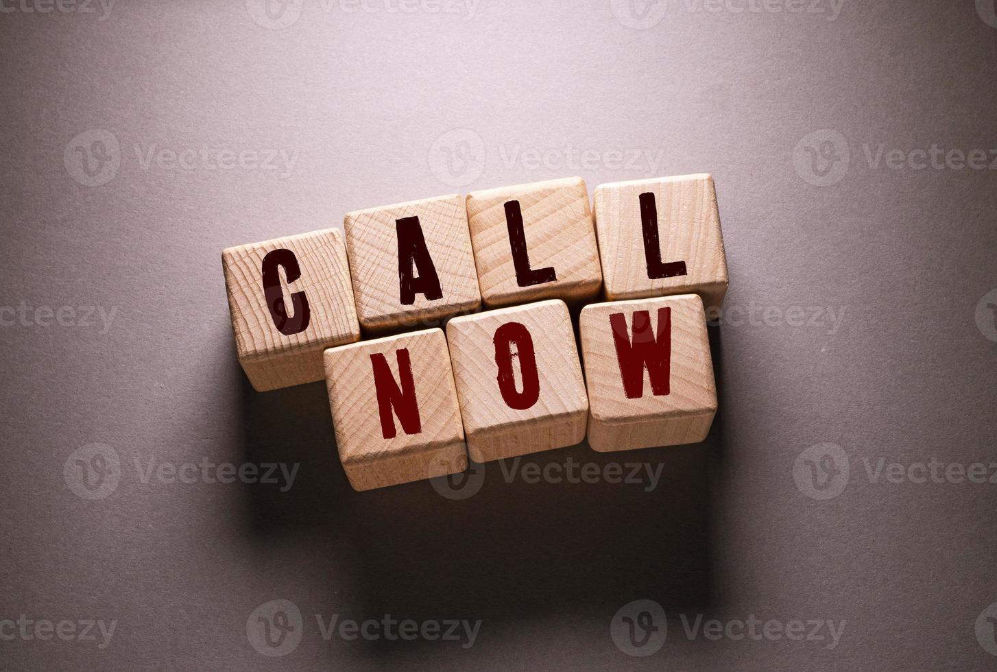 Call Now Word with Wooden Cubes photo