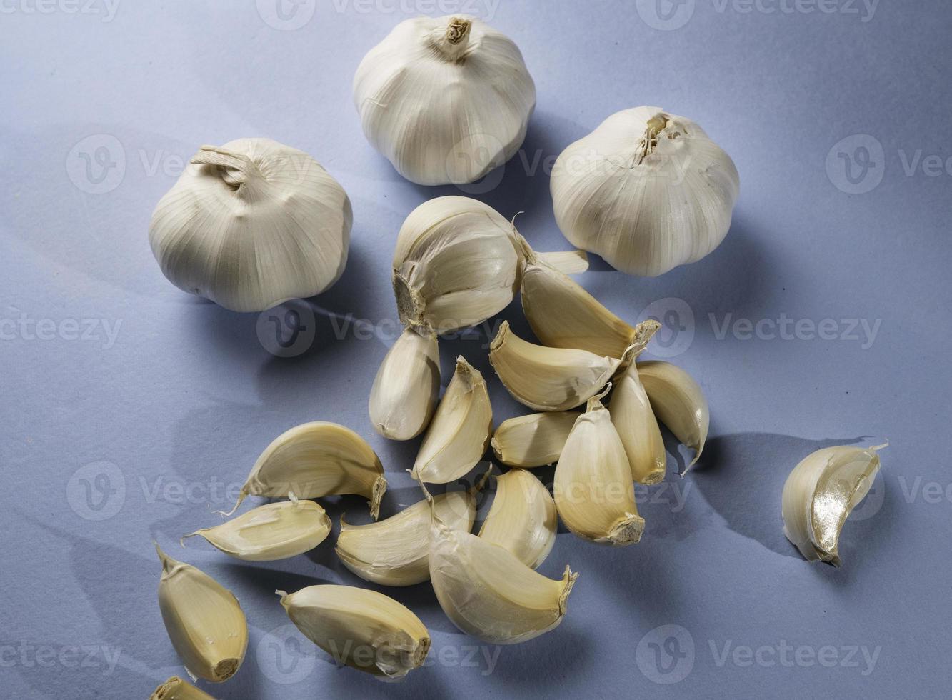 Fresh garlic on the table photo