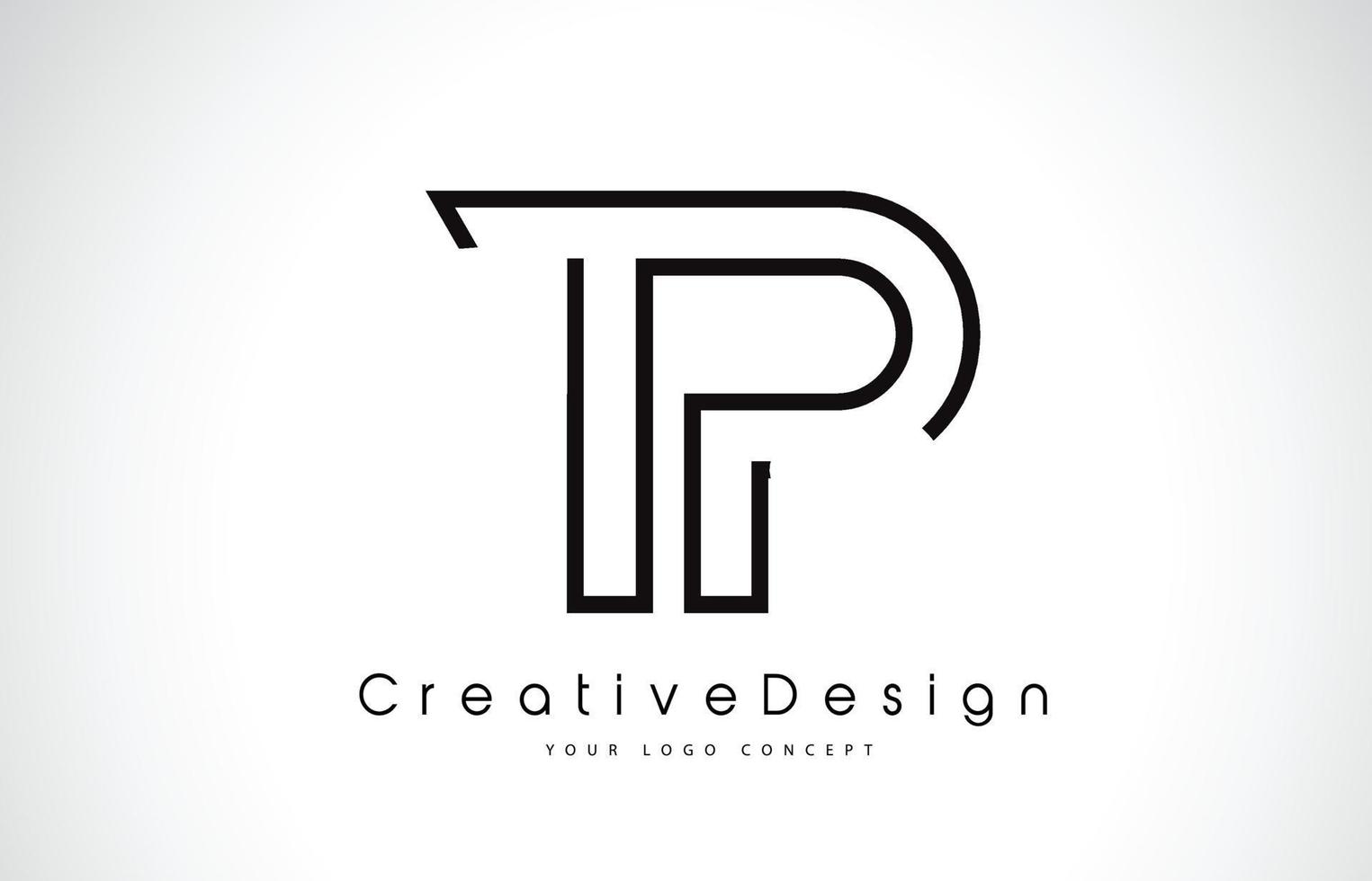 Diseño del logotipo de la letra tp tp en colores negros. vector