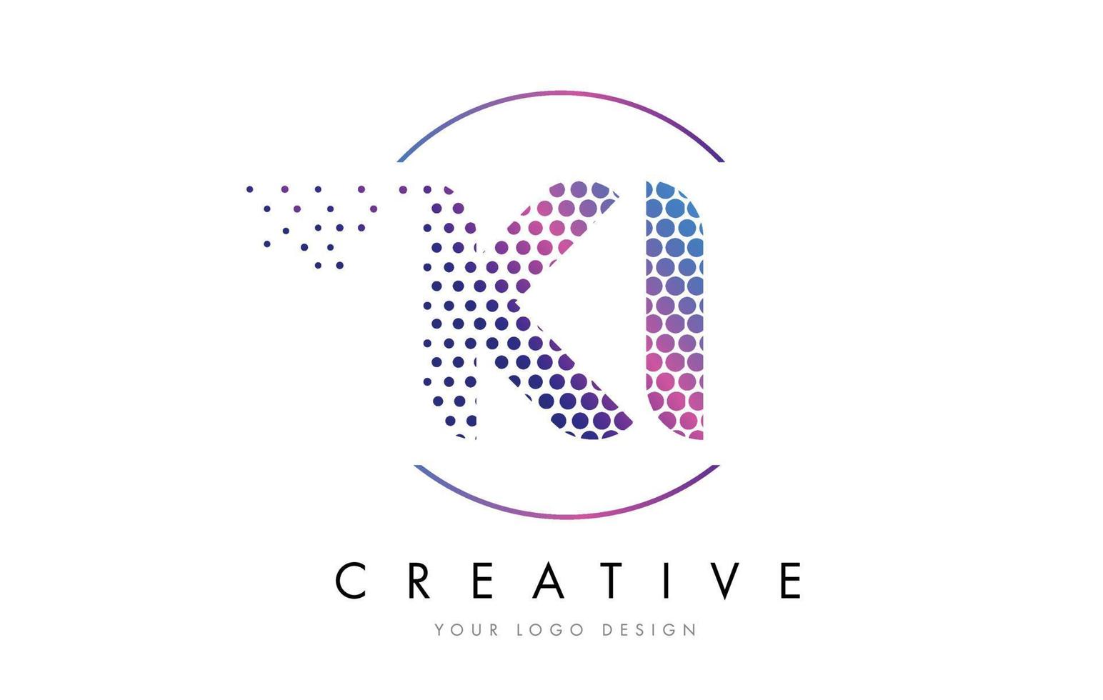 KI K I Pink Magenta Dotted Bubble Letter Logo Design Vector