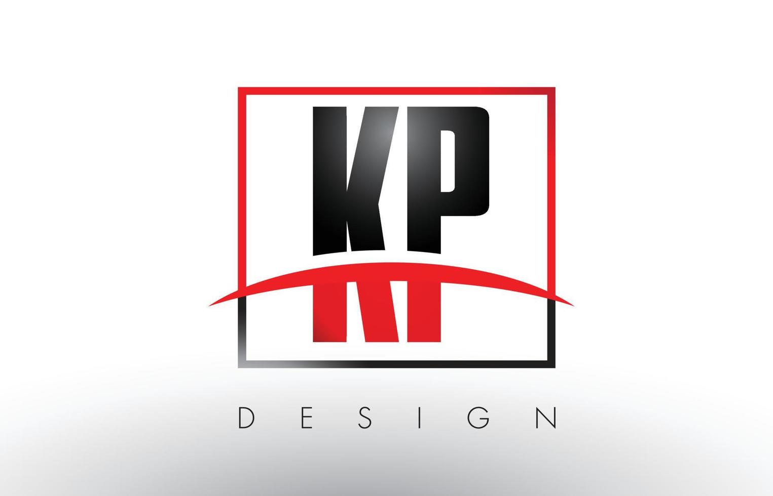 letras del logotipo kp kp con colores rojo y negro y swoosh. vector