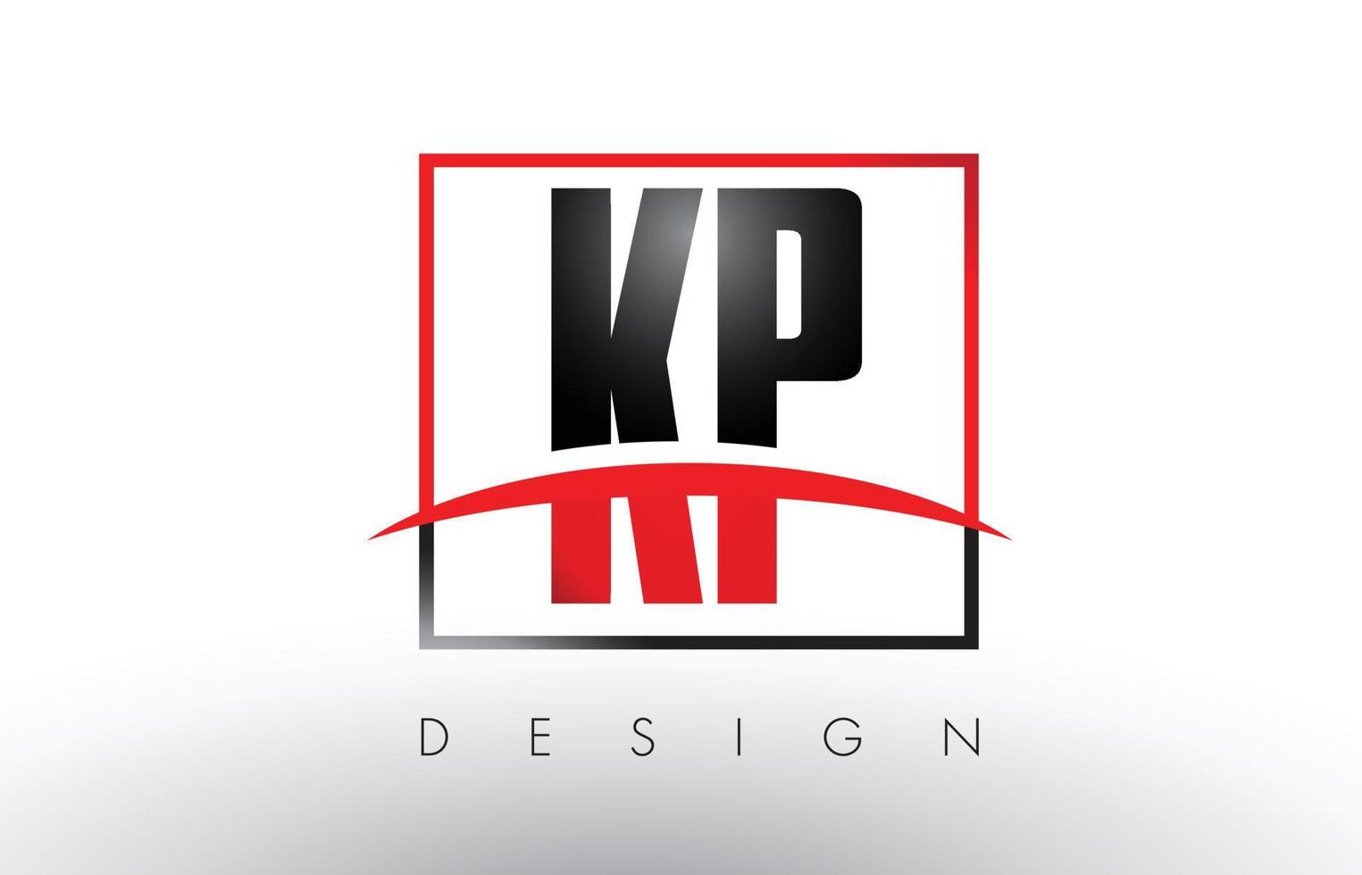 KP K P Logo Letters with Red and Black Colors and Swoosh. vector