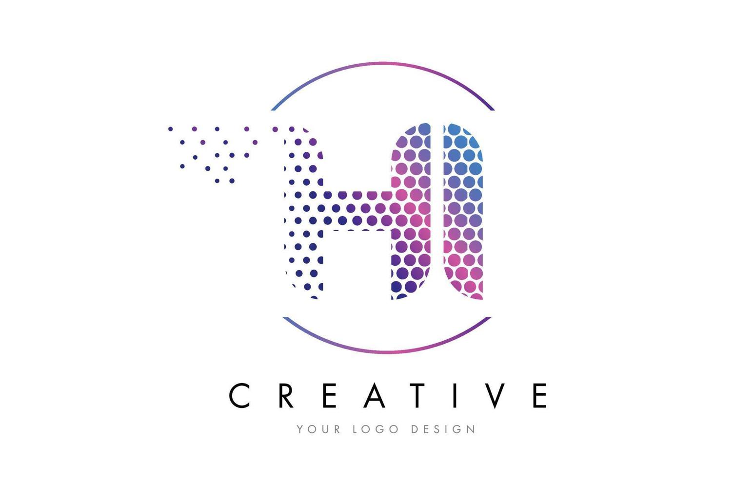 HI H I Pink Magenta Dotted Bubble Letter Logo Design Vector