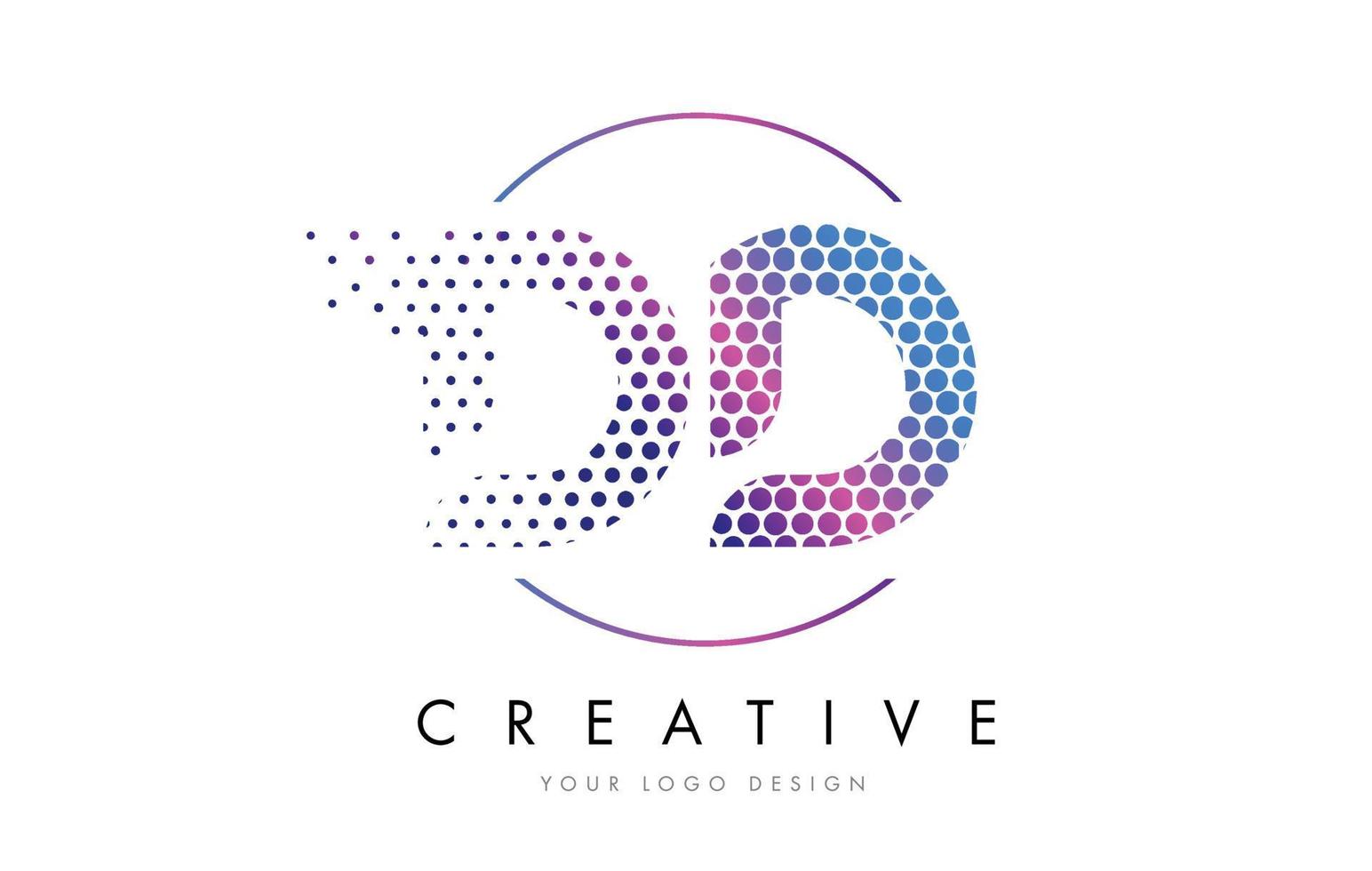 dd dd vector de diseño de logotipo de letra de burbuja punteada rosa magenta