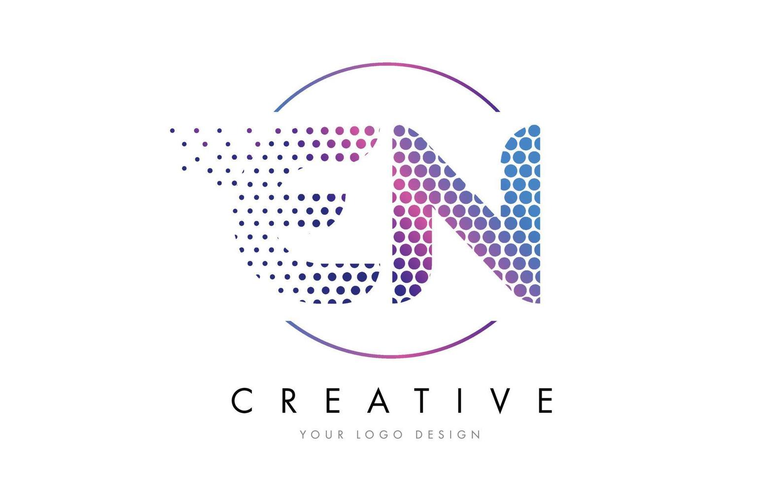 EN E N Pink Magenta Dotted Bubble Letter Logo Design Vector