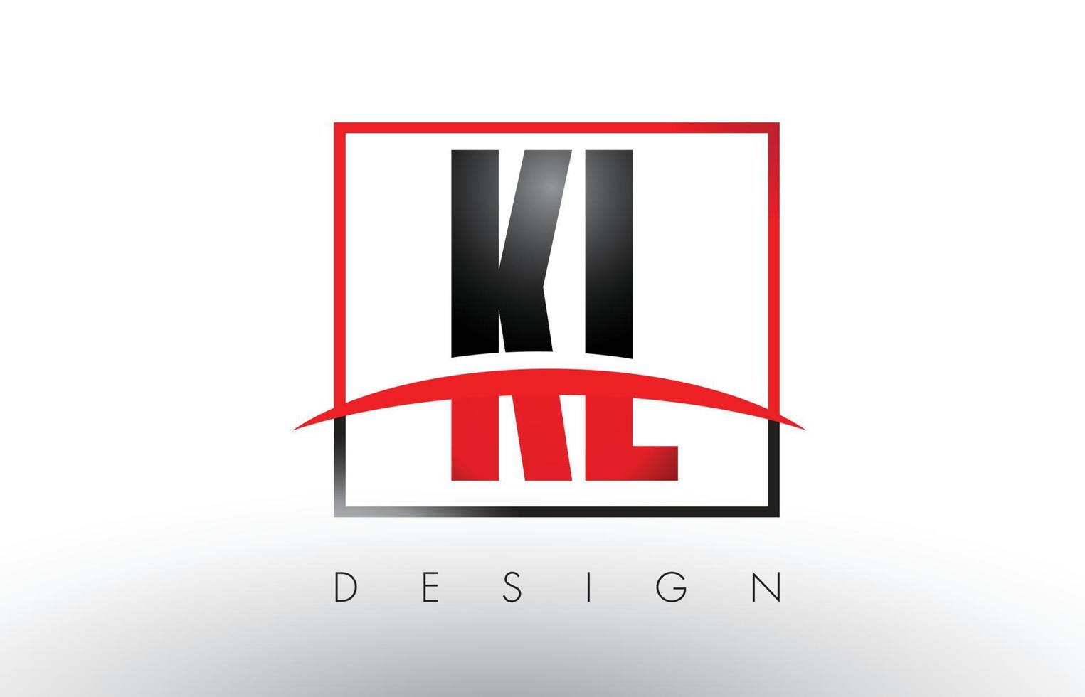 letras del logotipo kl kl con colores rojo y negro y swoosh. vector