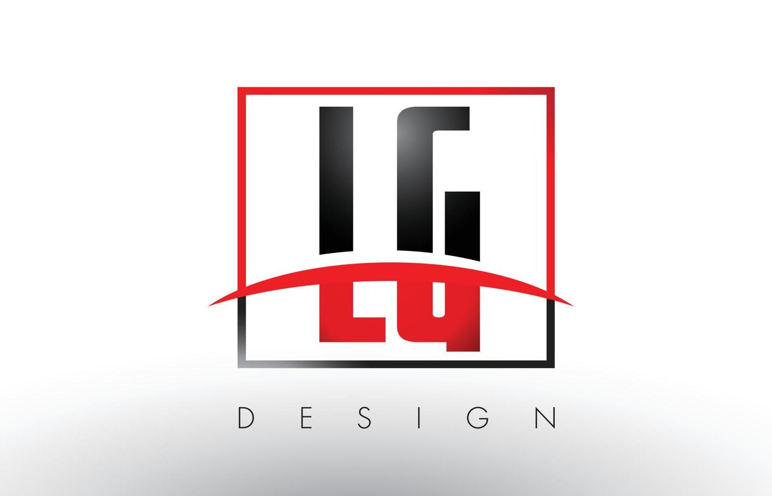 letras del logotipo de lg lg con colores rojo y negro y swoosh. vector