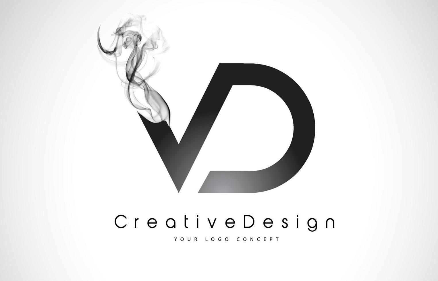 diseño de logotipo de letra vd con humo negro. vector