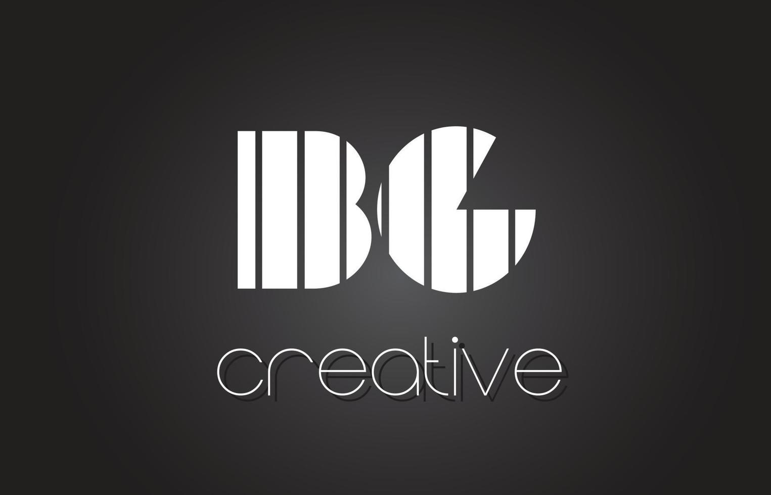 BG B G Letter Logo Design With White and Black Lines. vector