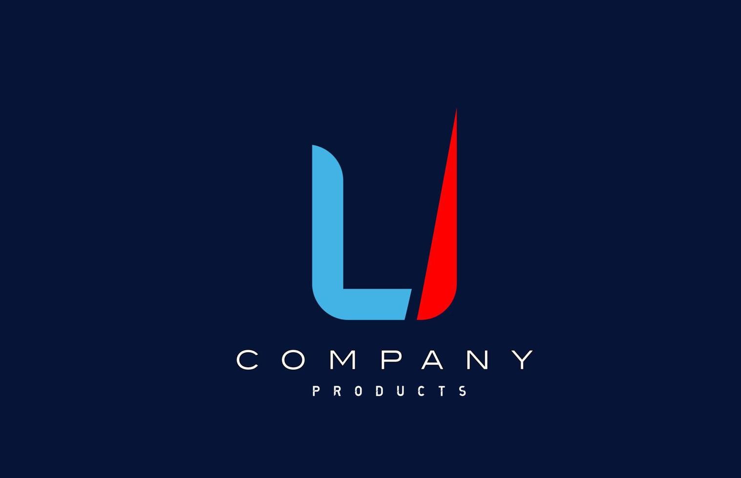 blue red U alphabet letter logo icon. Design for company and business vector