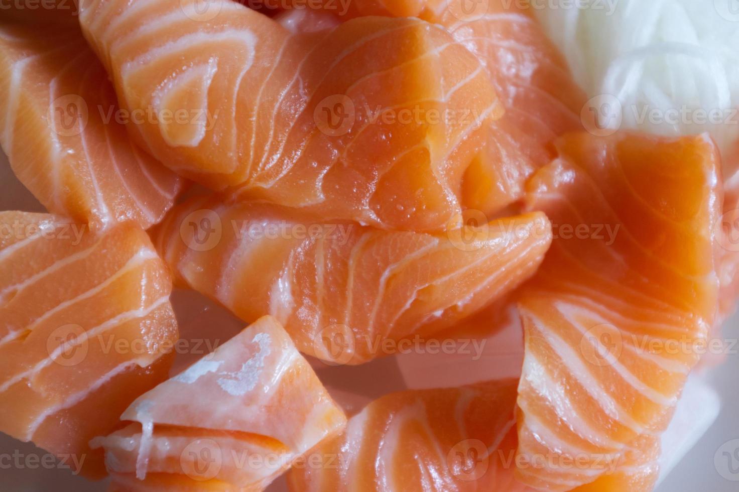 Japanese menu is salmon sashimi. photo