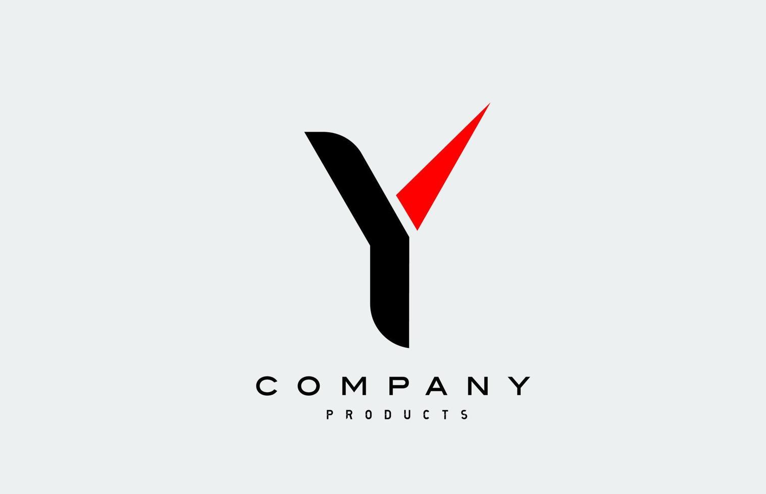 Y red alphabet letter logo icon with black colour. Creative design for business and company vector