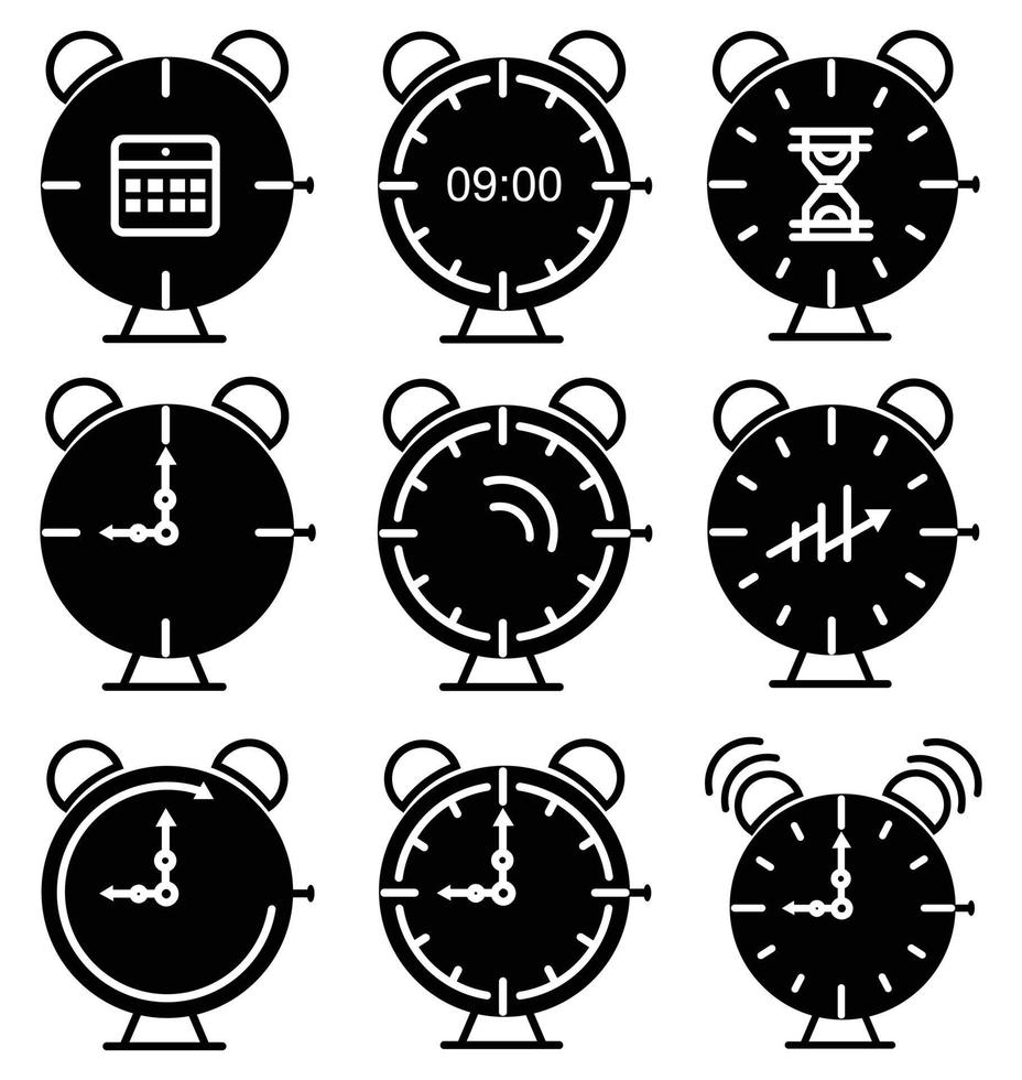 iconos de línea de reloj de tiempo alarma y reloj inteligente reloj de 24 horas vector