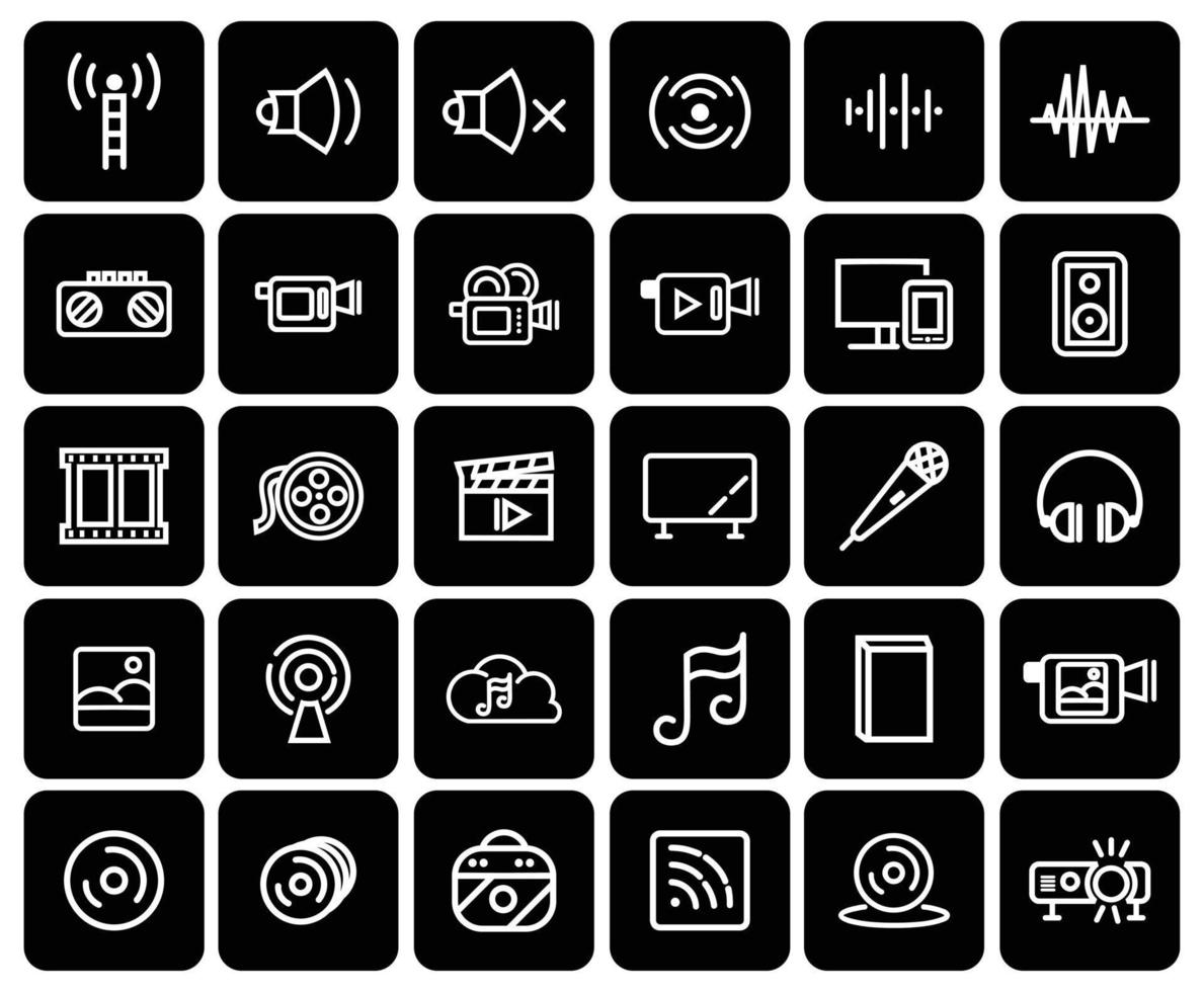 Audio files solid Sound line icon set, music and musical equipment symbols collection vector