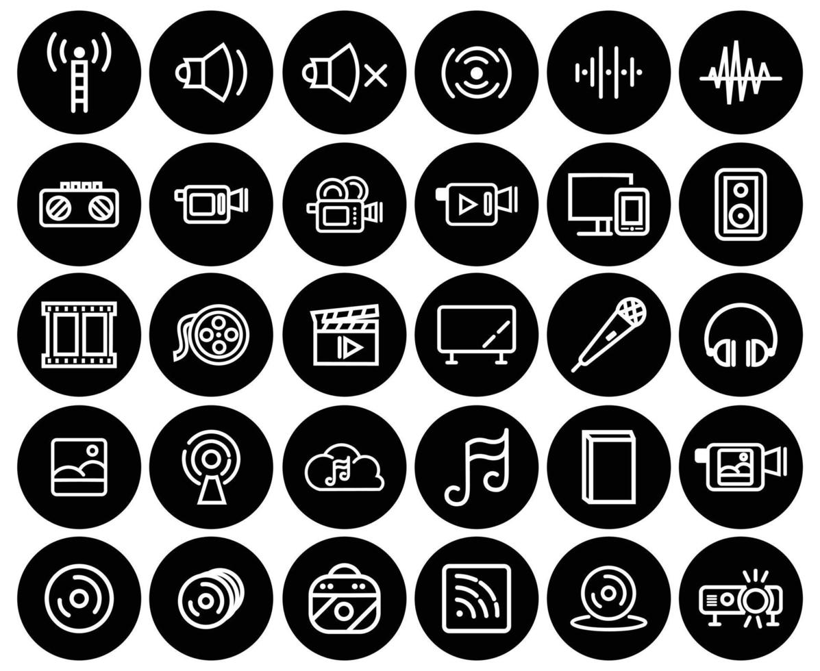 Audio files solid Sound line icon set, music and musical equipment symbols collection vector