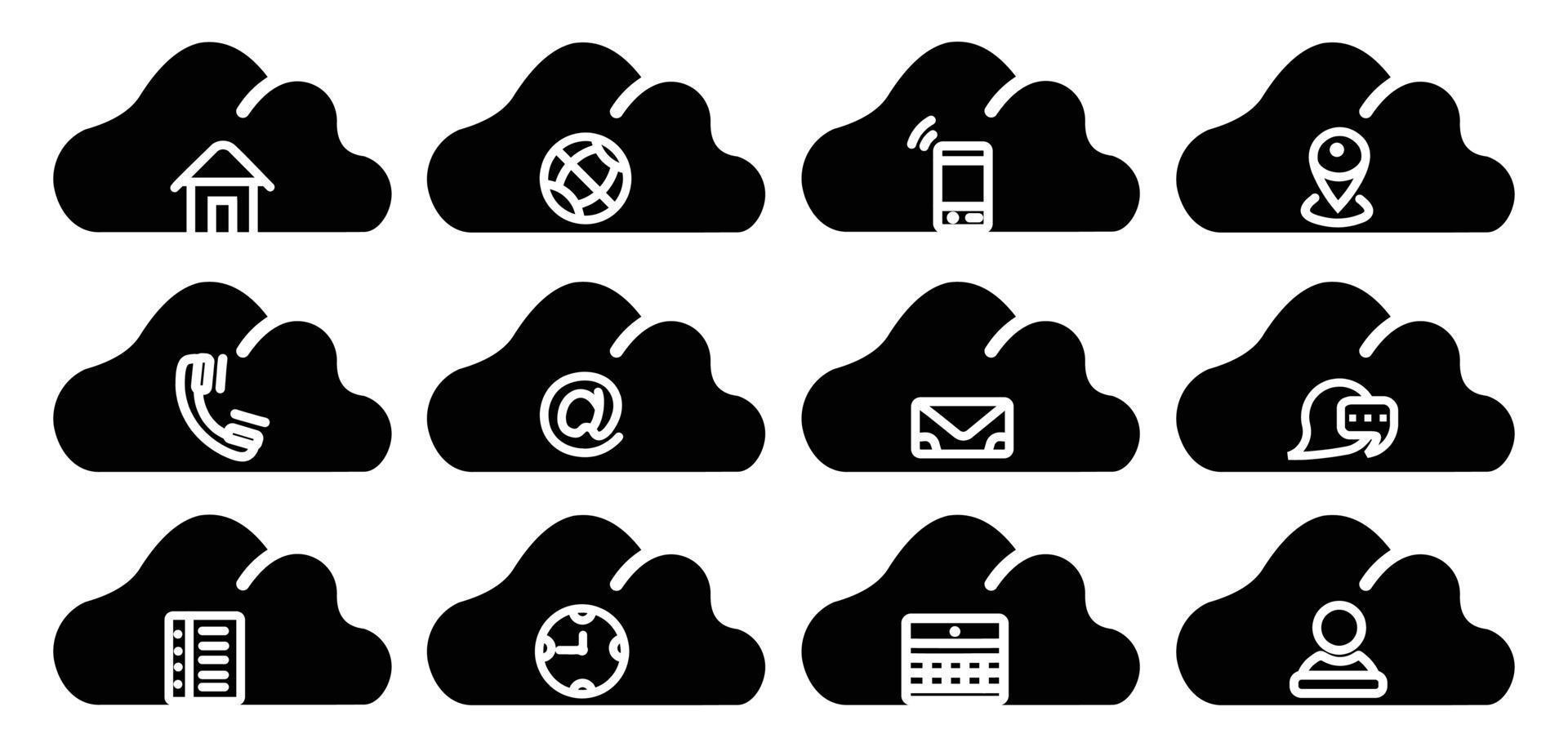 cloud contact  icon flat symbol vector, with contact us set icon vector