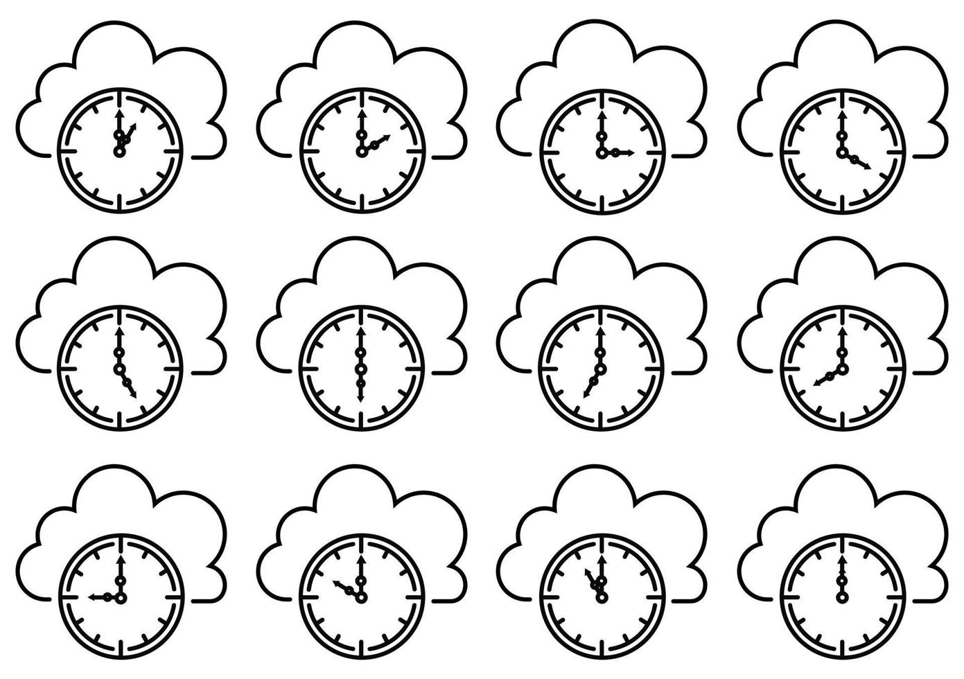 Simple cloud with alarm clock , Cloud computing time.Timer with cloud outline vector