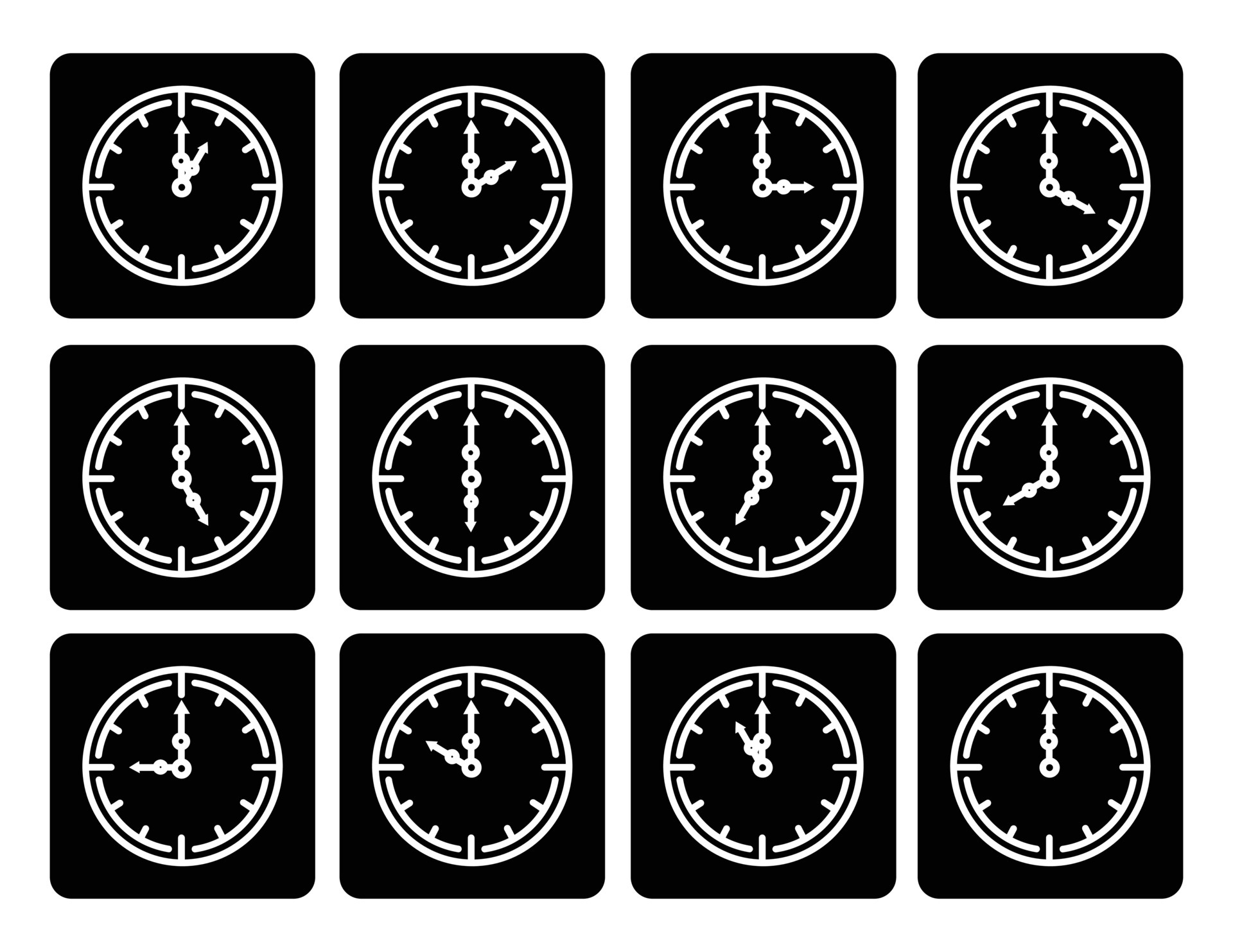 Time clock line icons alarm and smartwatch time 24 hour clock 5089101