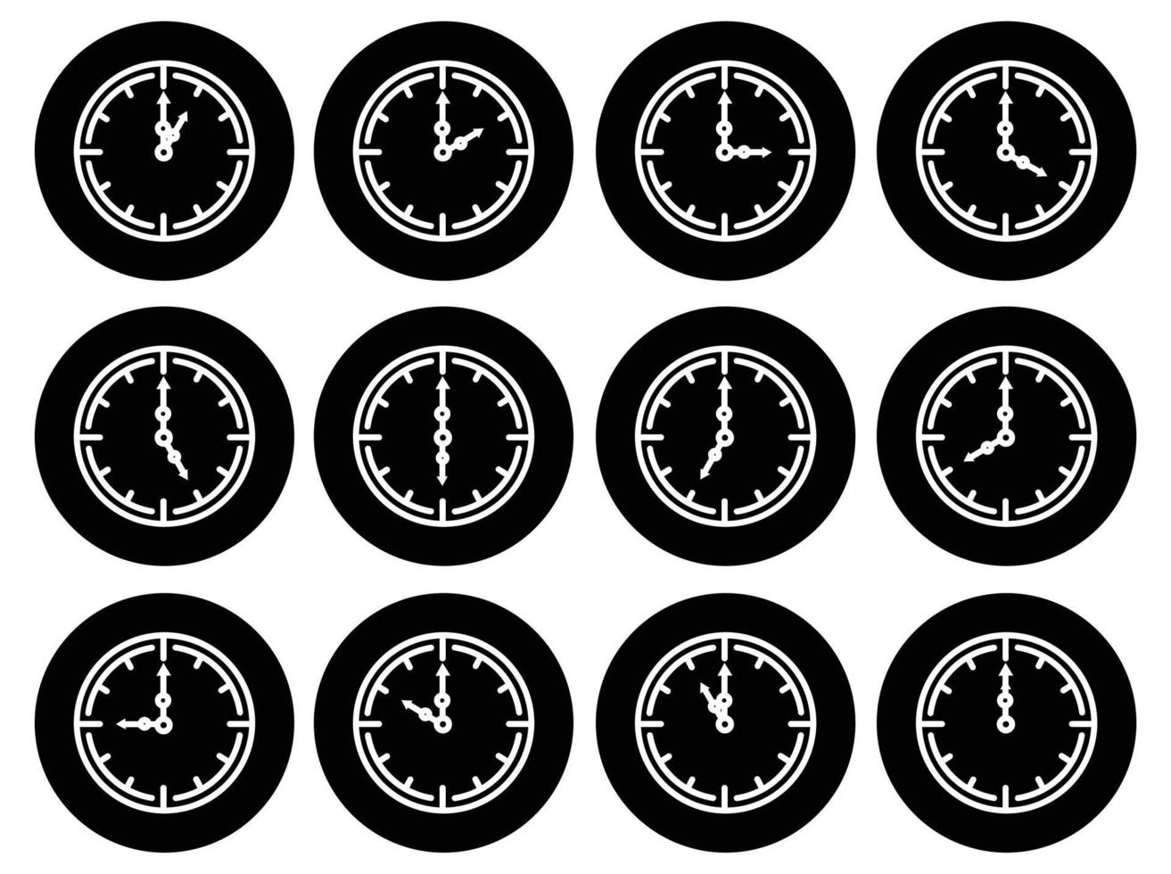 iconos de línea de reloj de tiempo alarma y reloj inteligente reloj de 24 horas vector