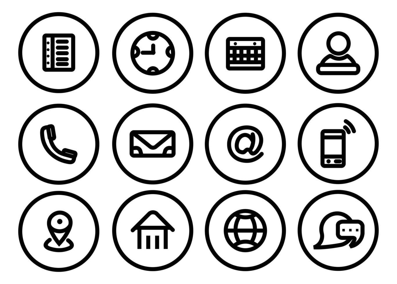 contáctenos conjunto de iconos, vector de icono de conjunto de sitio web, conjunto de conjunto de iconos web, icono de información de contacto de tarjeta de visita.