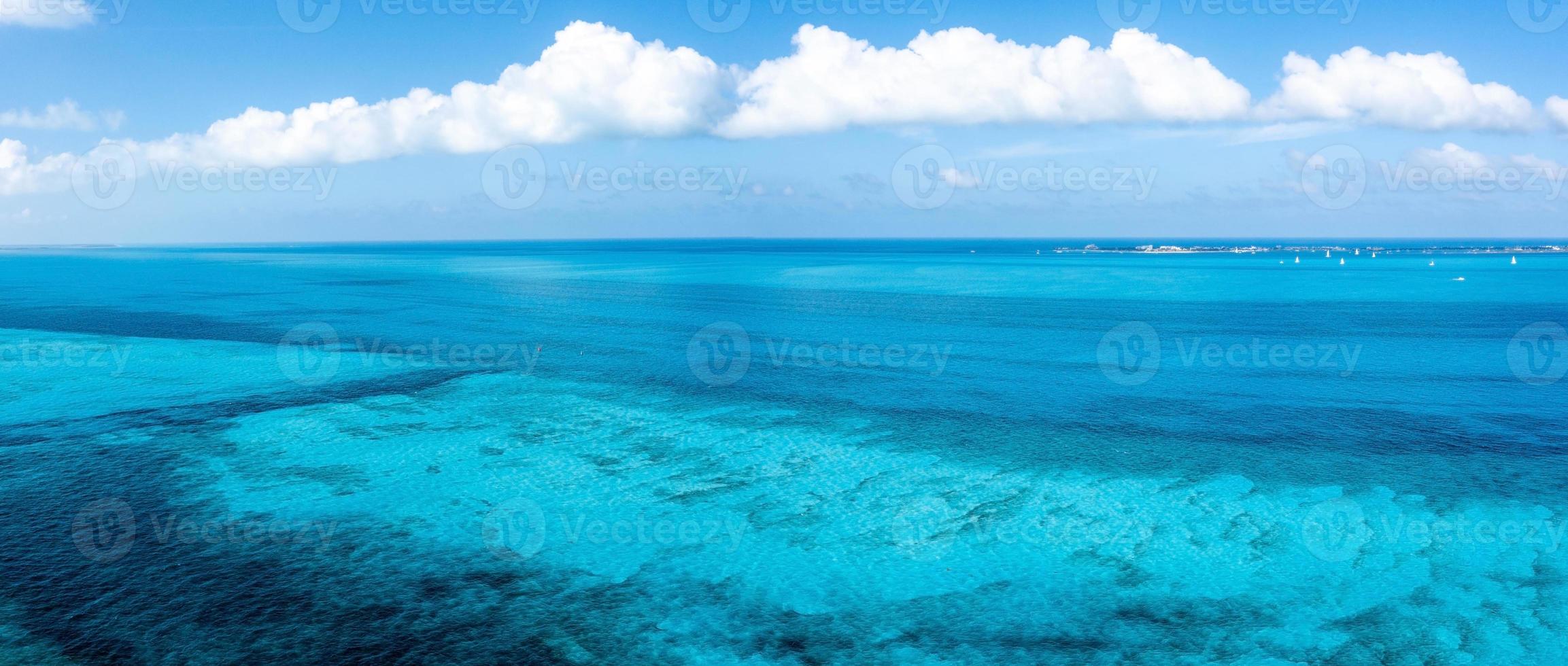 Aerial view of the turqoise blue water near, Cancun photo