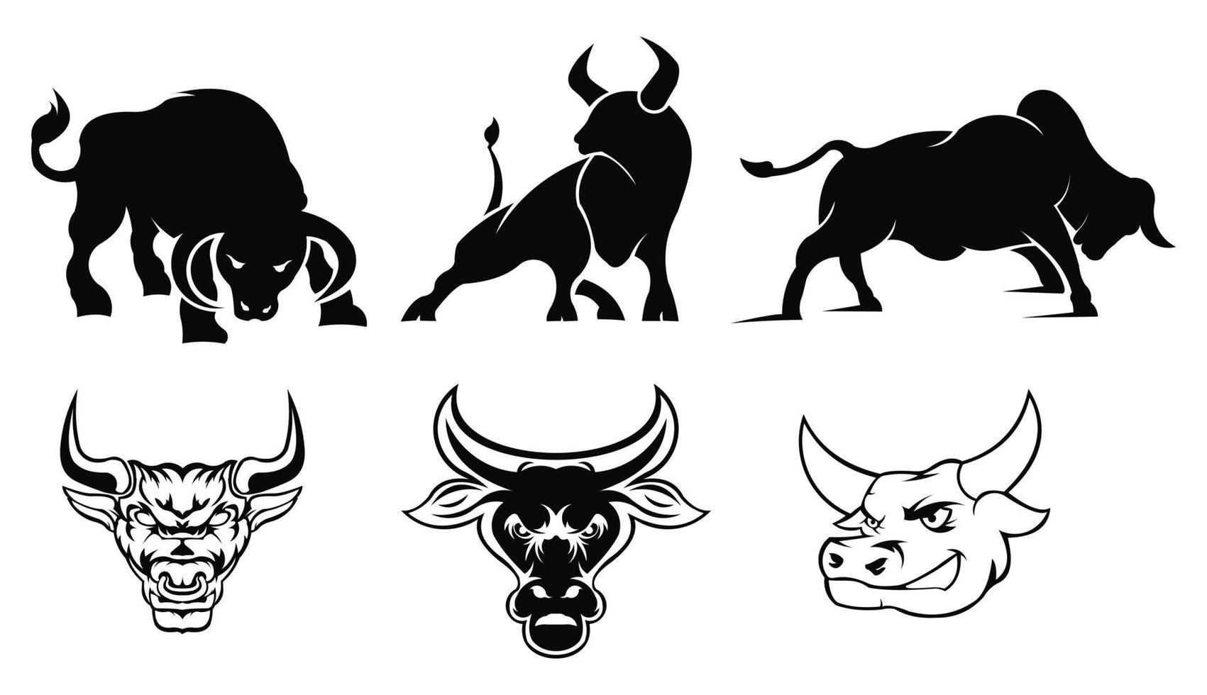 icono de granja de silueta animal de cuerno de toro. ilustración aislada y plana. gráfico vectorial vector