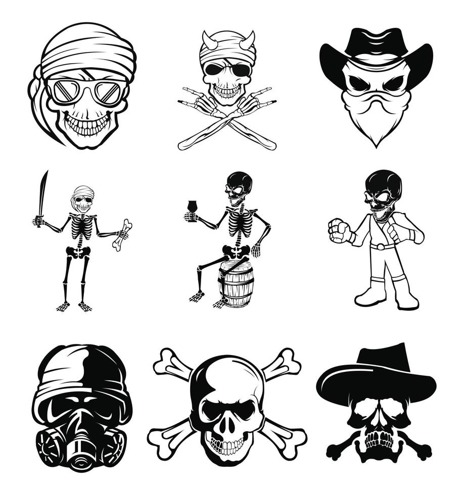 cráneo cruz hueso vector pirata icono logo fantasma de halloween, cabeza de cráneo